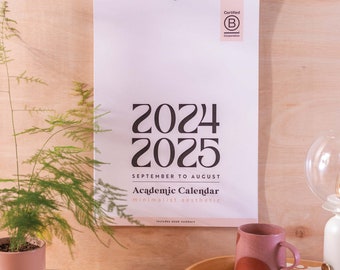 Großer Kalender für das akademische Jahr 2024–2025, minimalistische Ästhetik | A3-Akademischer Planer | Studentenplaner | September-Startkalender