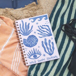 A5 Wild Swimming Journal. Open Water Swimming. Swimming Log. Swimming Gift. 100% Recycled Paper. Made in the UK.