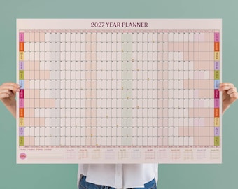 2027 Large A1 Wall Planner | Landscape | Colour Theory | Colourful Year Planner | Annual Wall Calendar | Home Office Organiser