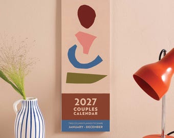 2027 Couples Calendar | Shared Wall Calendar | Abstract Shapes | 2 Column Planner | Month to View | Life Organiser