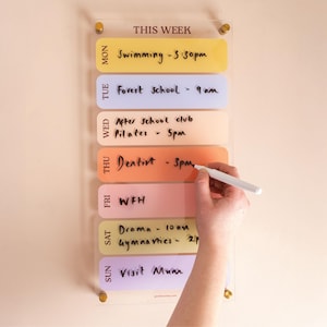 Wipeable Weekly Planner Recycled Acrylic | Wall Mounted Wall Planner | Soft Focus | Wipeable Calendar | Dry Wipe Planner