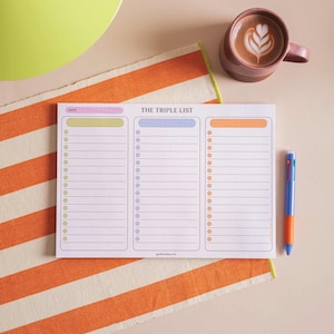 A4 Triple To Do List Pad | Productivity Planner | La Dolce | Daily Planner | To-Do List Desk Pad Planner | Magnetic