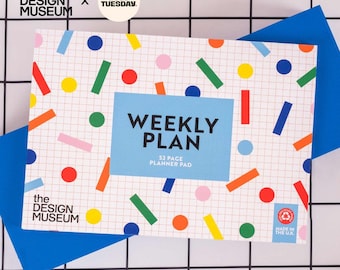 A4 Design Museum Weekly Planner Pad | Dots & Grids Undated | A4 Tear Off Pad | Desk Organiser | Weekly Planning