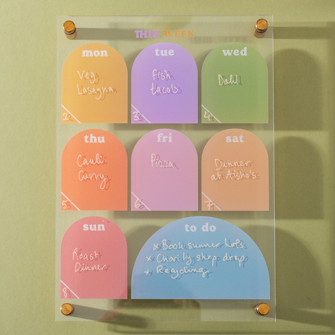 Wipeable Weekly Planner A4 Wall Mounted Wall Planner Etsy UK