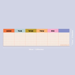 Colourful Grid Weekly Keyboard Planner Pad. 30x7.5cm. 100% Recycled Paper. Made in the UK.