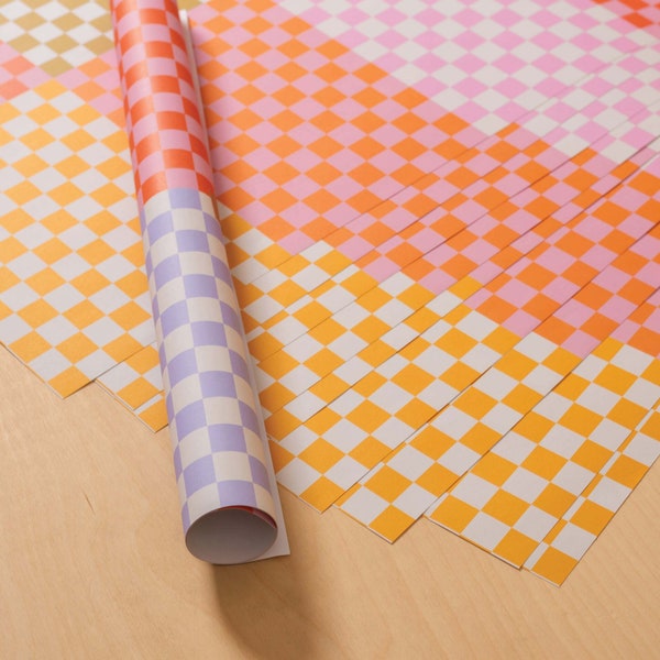 Colourful Checks Gift Wrapping Paper ROLLED | Gift Wrap Sheet | Colour Wrapping Paper | Eco Wrap Recycled Paper | Christmas | Birthday