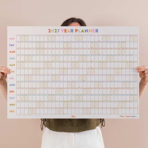 2027 Year Wall Planner Landscape Colourful Pastels | Pastel Planner | 2027 Year Planner | 2027 Monthly Planner | Year to View