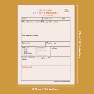 A4 weekly cross-platform social media content planner. A5 content planner per post. Social media planning set. Colourful. 100% Recycled Paper. Made in the UK.