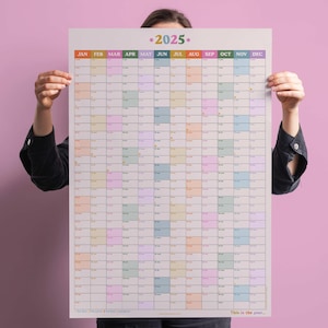 2025 Ano Wall Planner Retrato Planejador Colorido | 2025 Ano Planejador | 2025 Mensal Planejador | Ano para Ver