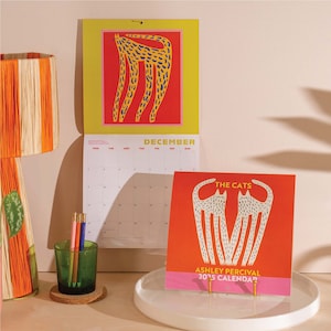 Calendario artistico 2025 con gatti, planner mensile / Calendario con illustrazioni di gatti / Planner artistico colorato / Calendario da appendere di 12 mesi / Calendario d'artista