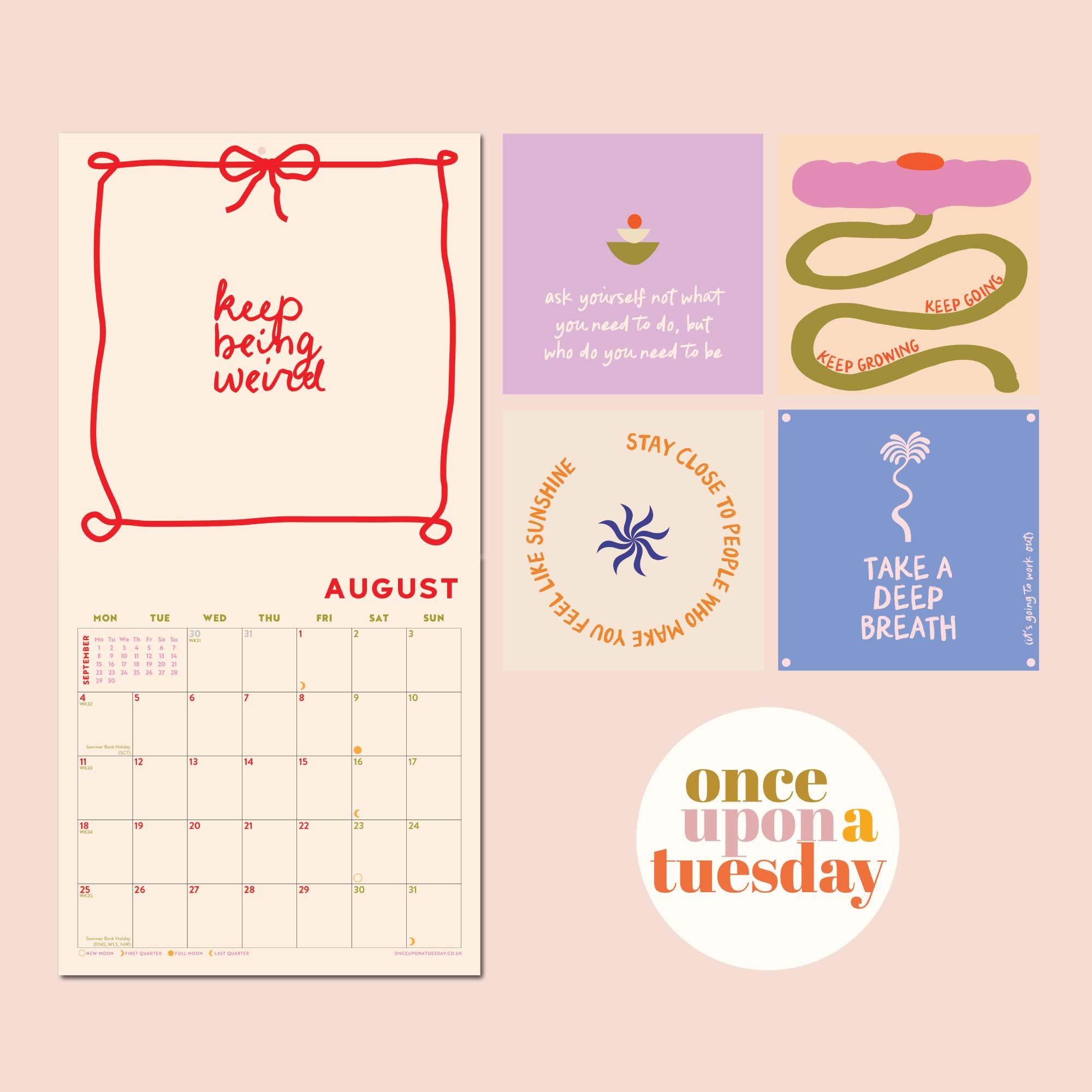 2025 Positivity Art Calendar Monthly Planner | Positive Quotes Calendar | Art Planner | 12 Month Hanging Calendar