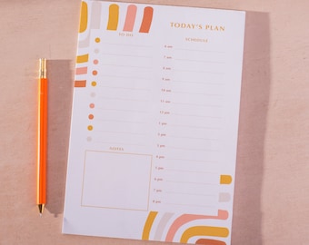 A5 Daily Planner Pad Abstract Rainbow Hourly Planner Notepad | To-Do list | WFH desk pad | Productivity pad | Everyday planner | Magnetic