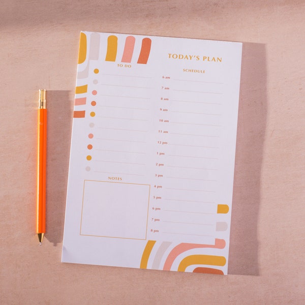 A5 Daily Planner Pad Abstract Rainbow Hourly Planner Notepad | To-Do list | WFH desk pad | Productivity pad | Everyday planner | Magnetic