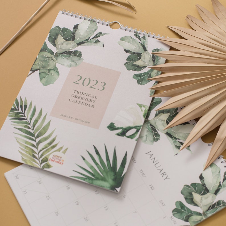 2023 Botanical Wall Calendar 12 Month Hanging Calendar Etsy