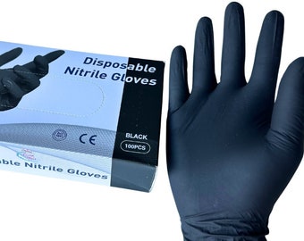 100 Pcs  Black Medium Nitrile Disposable Gloves 5 Mil. Chemical Resistance, Latex Free, Powder Free, Multipurpose gloves.