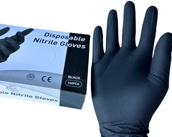 100 Pcs Black Large Nitrile Disposable Gloves 5 Mil. Chemical Resistance, Latex Free, Powder Free, Pure Nitrile, Multipurpose gloves.