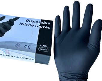 100 Pcs Black Small Nitrile Disposable Gloves 5 Mil. Chemical Resistance, Latex Free, Powder Free, Pure Nitrile, Multipurpose gloves.