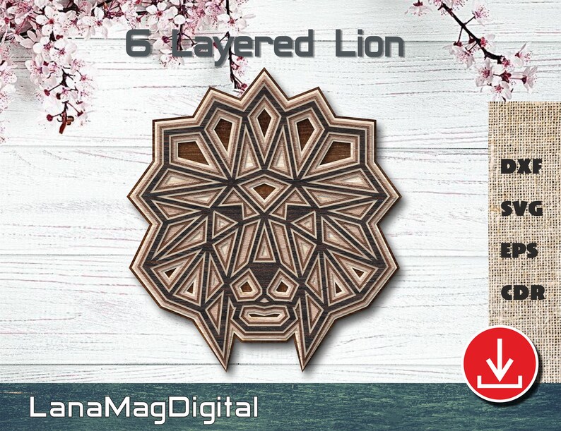 Download 6 Layered Lion Head Mandala SVG DXF EPS cdr digital file ...