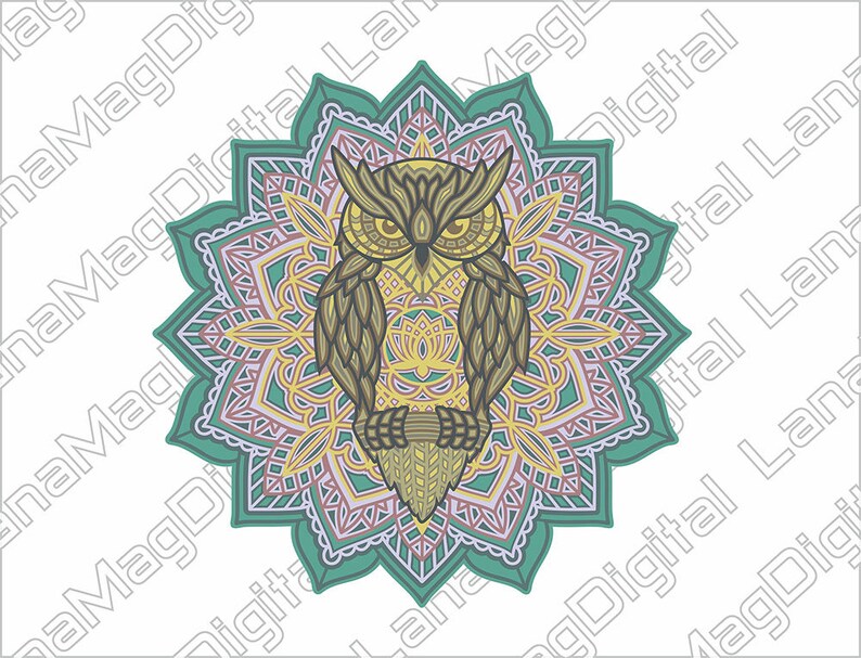Download 9 Layered Mandala Owl SVG DXF EPS cdr file for Laser ...