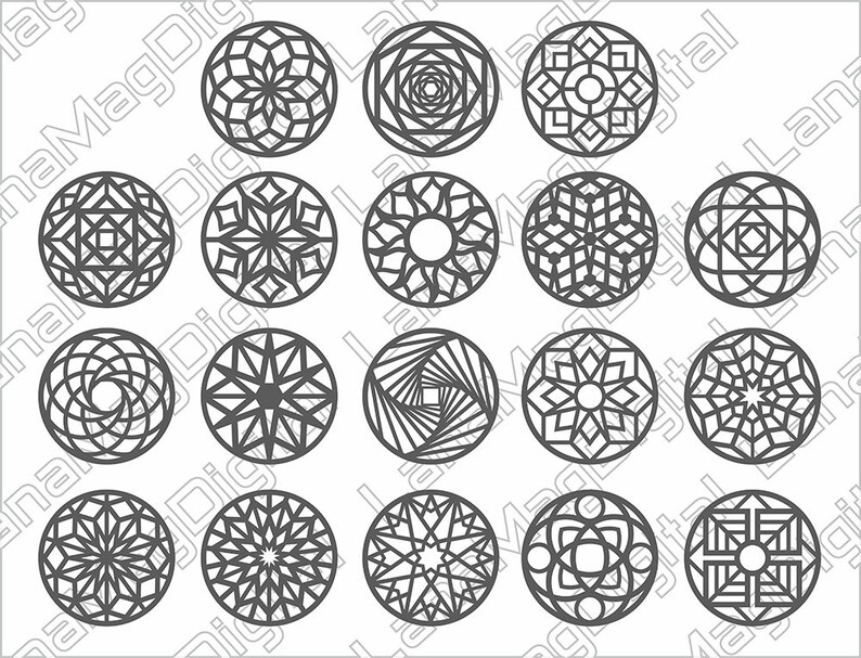 Download 18 Round Mandala Wood Metal Coasters. Wall Decor vector files | Etsy
