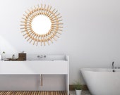 Rattan Nordic Mirror Round Boho Style Beige Wall Mirrors Wall Mirror Mirror Deco Home Bedroom wall decor living Nordic Wall Hanging