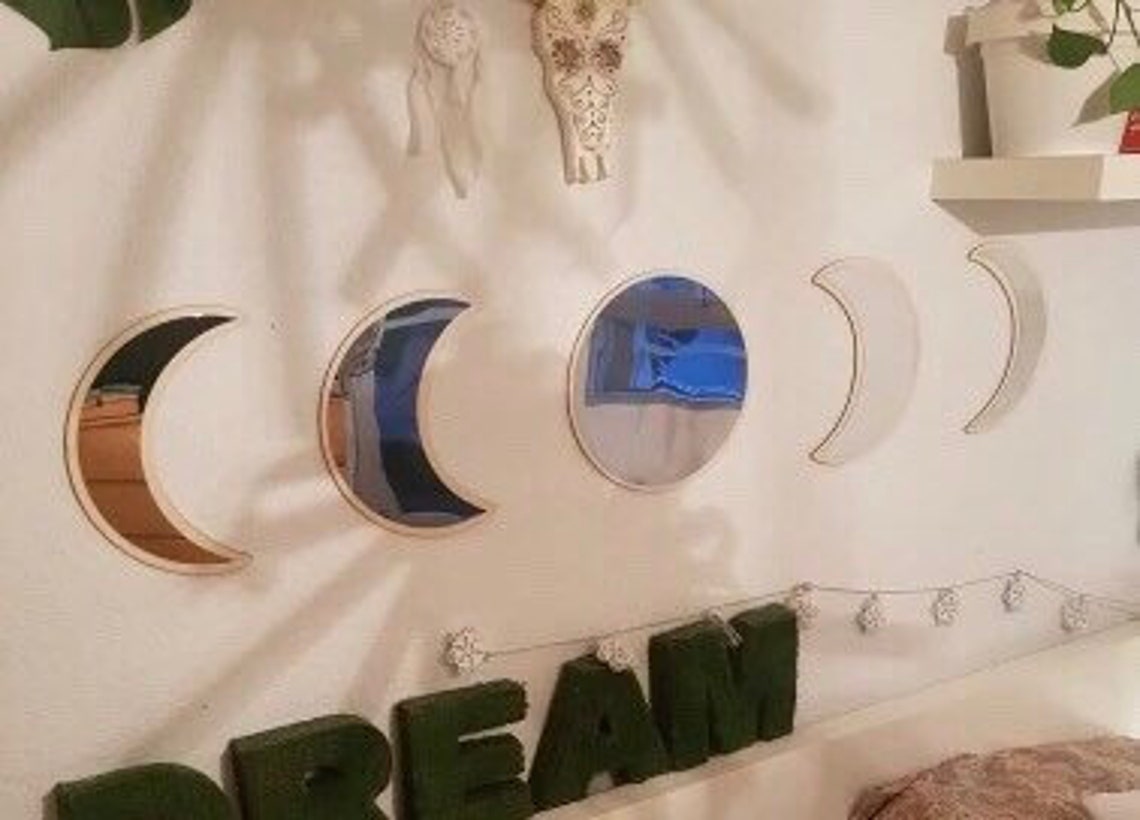 Moon Phase Wall Mirrors 5pcs Moon Mirror Wall Mirror Set Etsy
