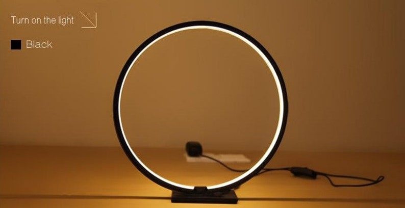 Modern LED table lamp round shape designer lamp bedside lamp table floor lamp Nightlight bedside table lamp black white black Retro