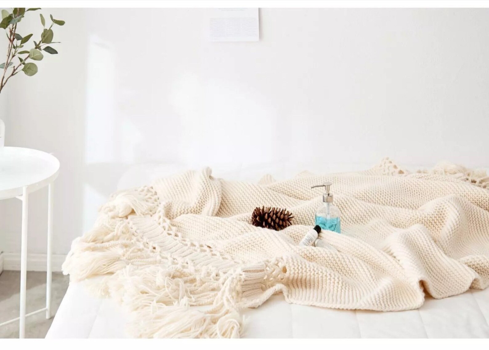Ergocar Boho Kuscheldecke Mit Quasten – Weiche Wohndecke Aus Jacquard-Stoff