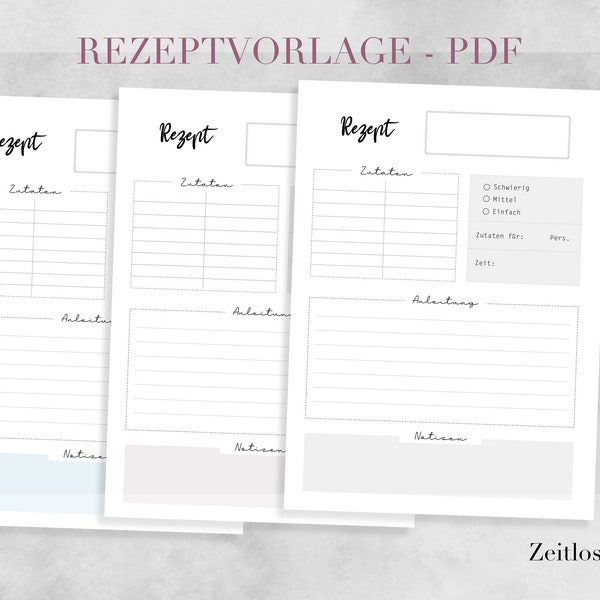 Rezeptvorlage zum drucken | Rezeptvorlage a4 | Rezeptkarten | recipe Template printable | Vorlage | Rezeptordner | Rezeptbuch