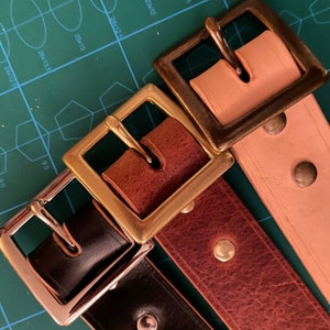 Handmade Traditional Leather Garrison Belt - 1.5&quot; / 38mm Wide