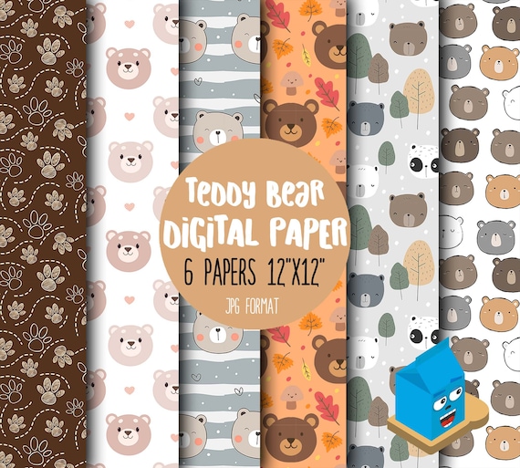 Digital Paper Printable Clipart Teddy Bear Scrapbooking | Etsy