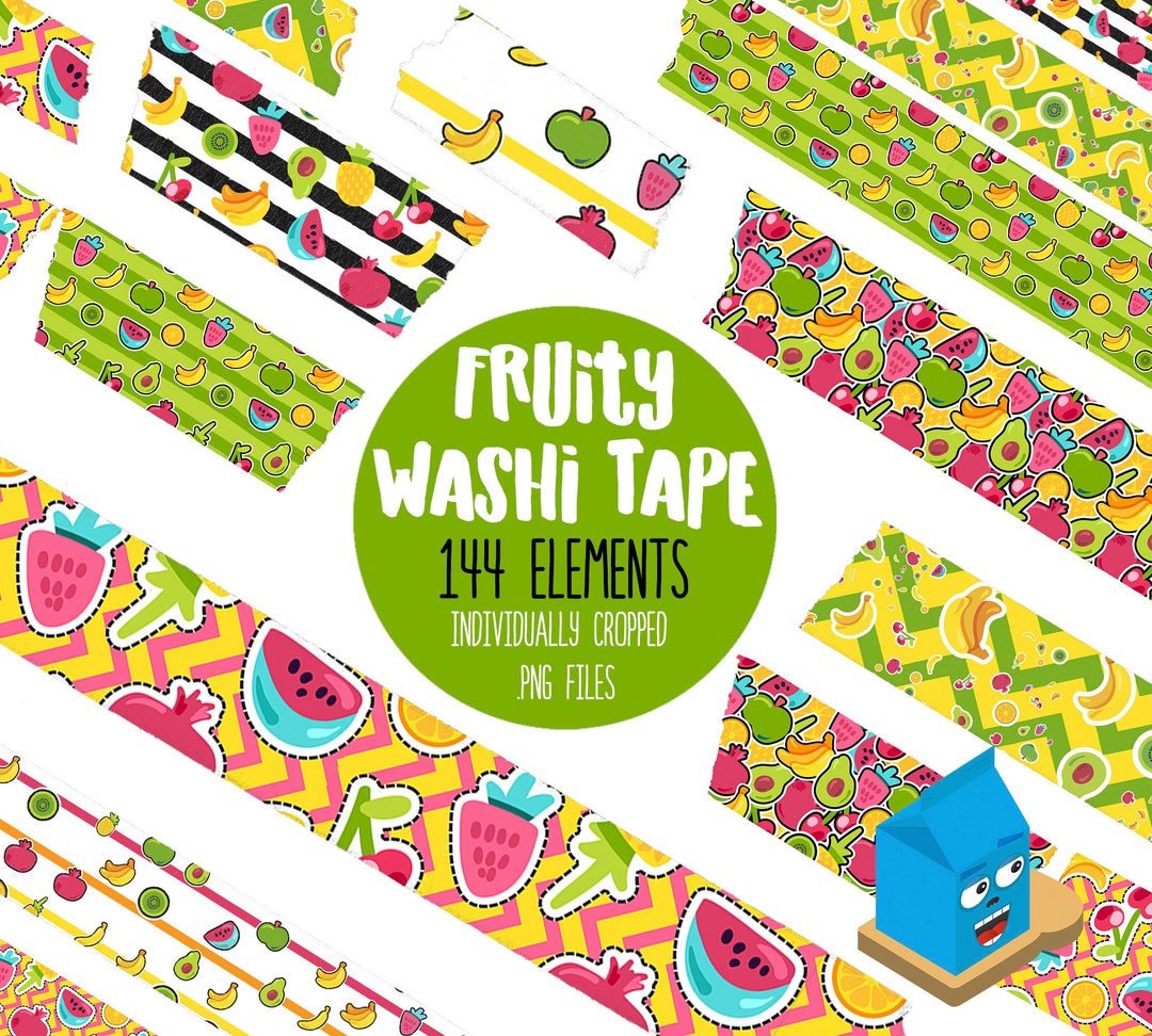 Digital Washi Tape Clipart Fruity Fruit Sticker Set Digital - Etsy