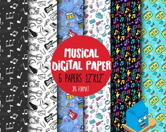 Digitales Papier Druckbare Clipart Musik Scrapbooking Digital Paper Planner Instant Download Scrapbook Papier Hintergrund Wrapping Papier