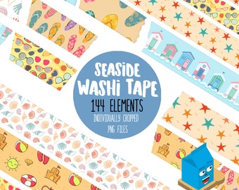Digital Washi Tape Clipart Seaside Sticker Set | Digital Planner Stickers | Goodnotes Notability ProCreate Printable PNG Clip Art