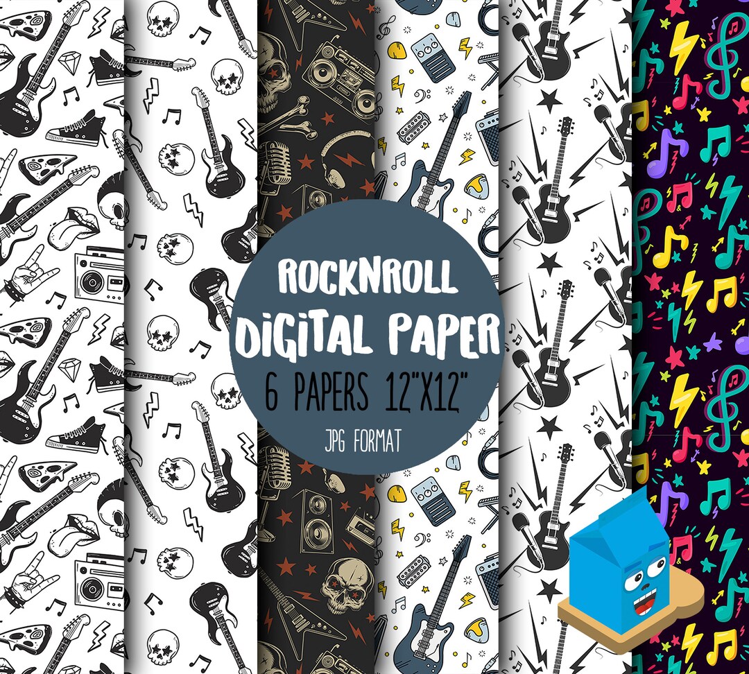 Digital Paper Printable Clipart Rock & Roll Scrapbooking Digital Paper