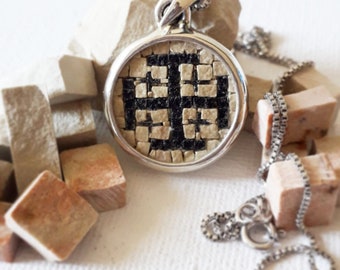 sterling silver Micro Mosaic Necklace , The Jerusalem Cross