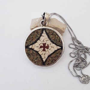 Jesus Cross Mosaic Necklace | Micro Mosaic Cross Pendant | Jesus Faith | Christian Necklace | Jewish Israel Necklace | Jesus Gifts
