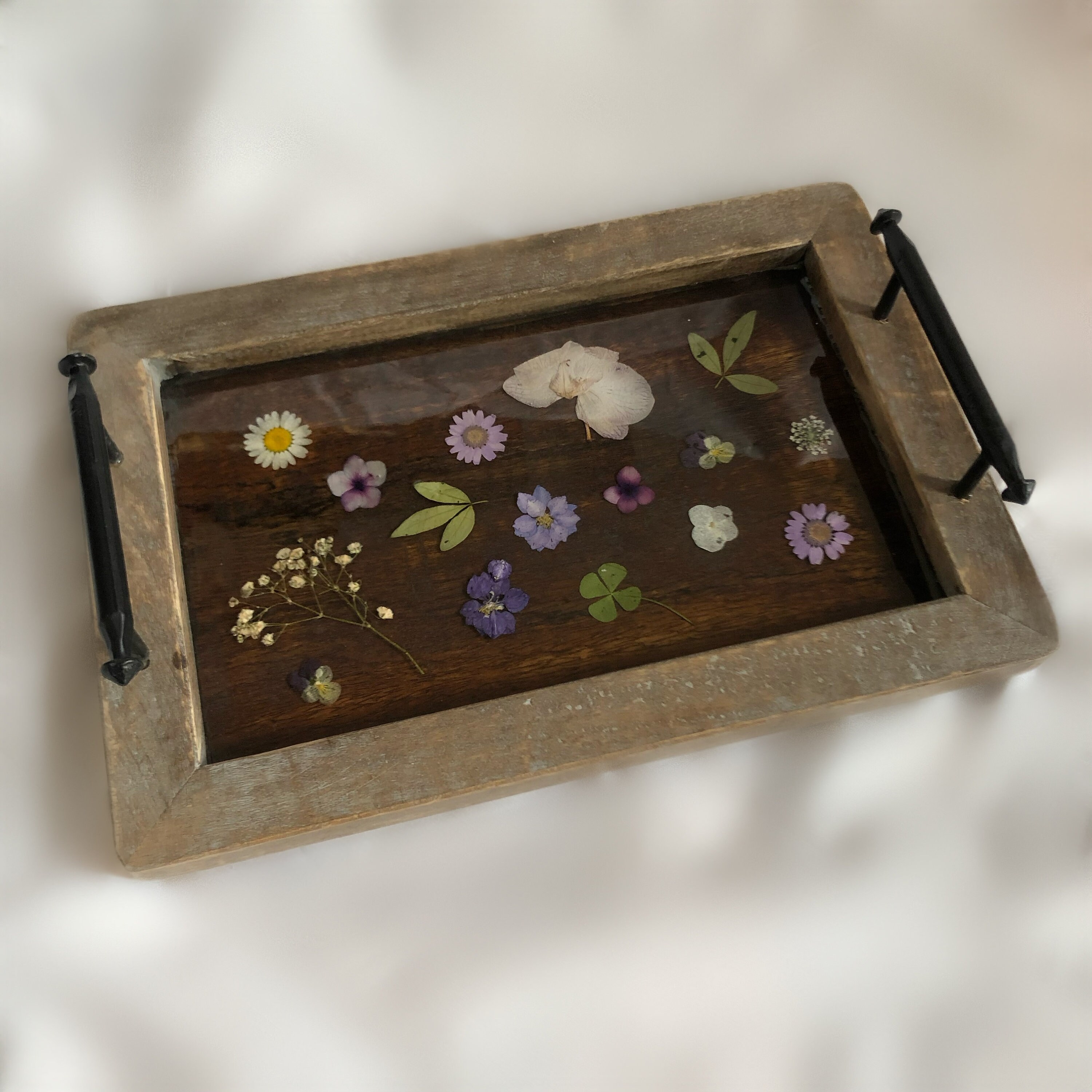 Pressed Flower Wooden Tray Etsy