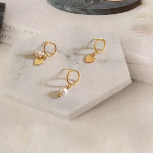 Mini Hoop Earring Plaqué or mini créoles dormeuses plaqué or perle hoop boucles d'oreilles pendant médaille plaqué or charms oreilles
