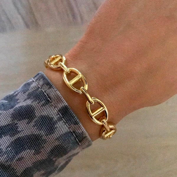 Gold Plated Bracelet Marine Links Marins Jonc trendy minimalist bracelet