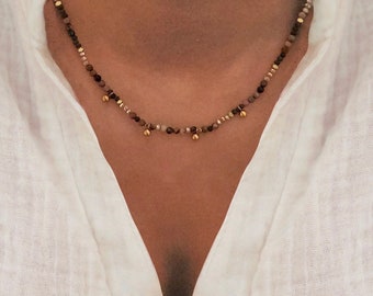 Natural Semi Precious Fine Stones Necklace with Tassels