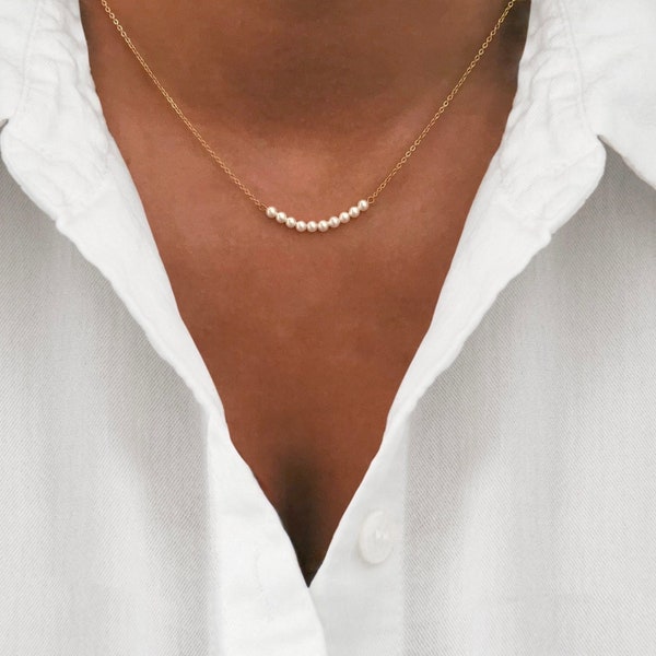 Collier plaqué or perles d'eau douce naturelle tendance collier chaine fine ras de cou doré pendentif perles