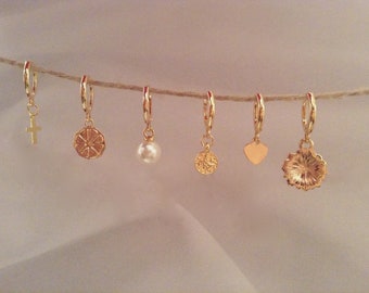 Mini Hoop Earring Gold Plated Mini Hoops Sleepers Gold Plated Cowrie Hoop Earrings Pendant Medal Gold Plated Charms Ears