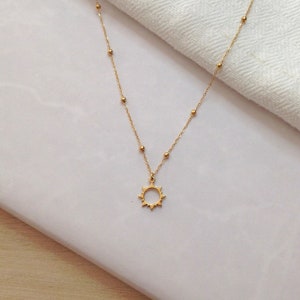 Gold Plated Sun Necklace trendy sun circle pendant fine chain necklace gold choker image 5