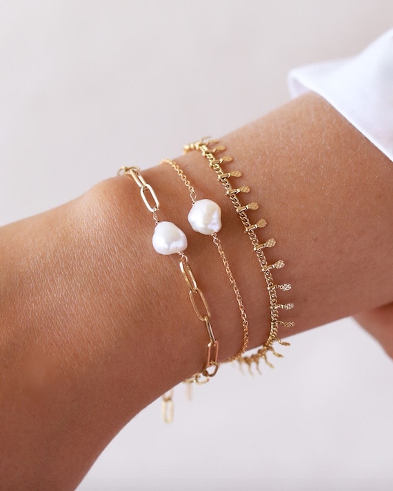 Bracelet plaqué or pampilles tendance bracelet chaine épis or minimaliste