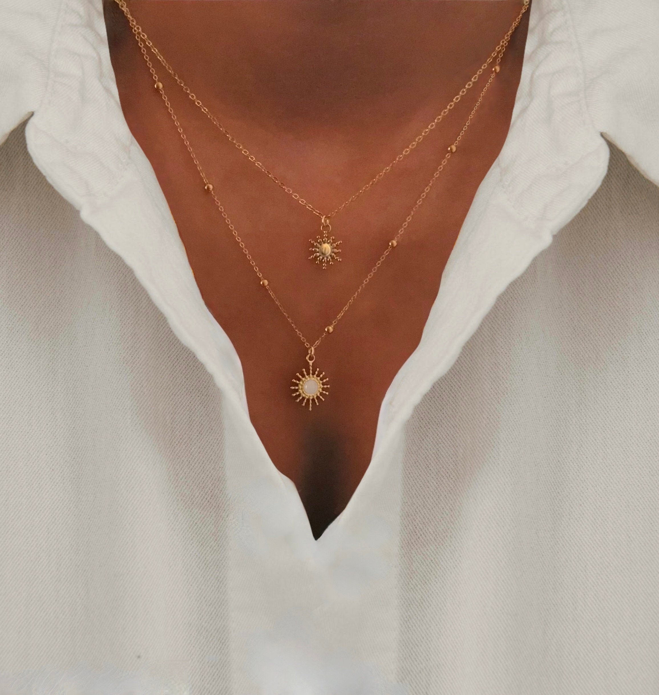 Collier En Argent Fin Avec Pierre De Soleil Naturelle - Bijou Fait Main ROSEMIMOSA, Neuf Avec étiquettes