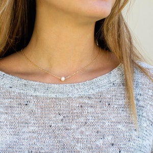 Collier perle eau douce Plaqué or tendance collier chaine fine multirangs ras de cou doré pendentif perle image 2