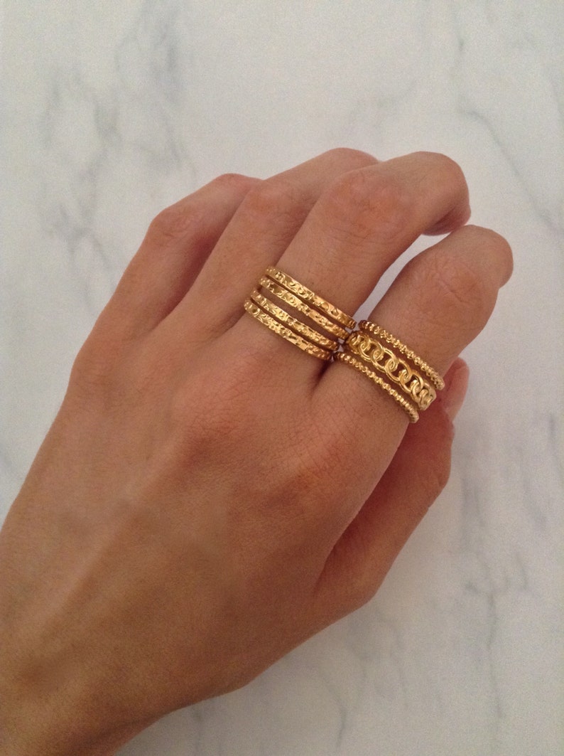 Gold Plated Ring Multi Rings Boho Braided Stackable Ring Minimalist Style image 2