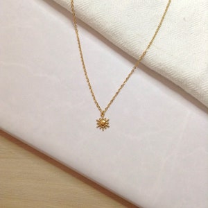 Gold Plated Sun Necklace trendy sun circle pendant fine chain necklace gold choker image 4