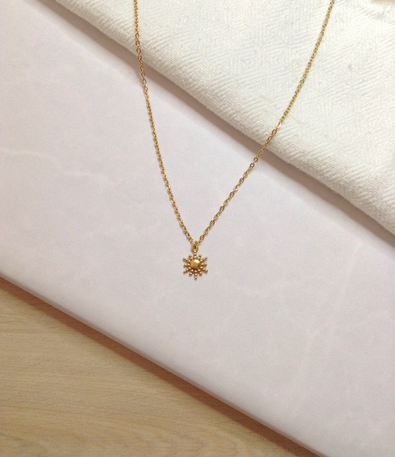 Gold Plated Sun Necklace trendy sun circle pendant fine chain necklace gold choker image 4